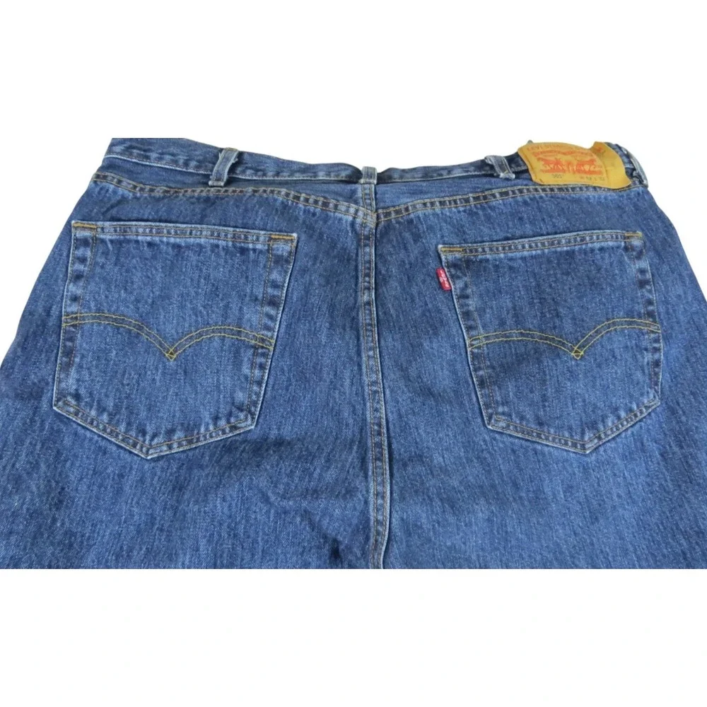 Levis 501 Original Fit Jeans Men 40x32 Dark Stonewash Blue Denim Button Fly Coat